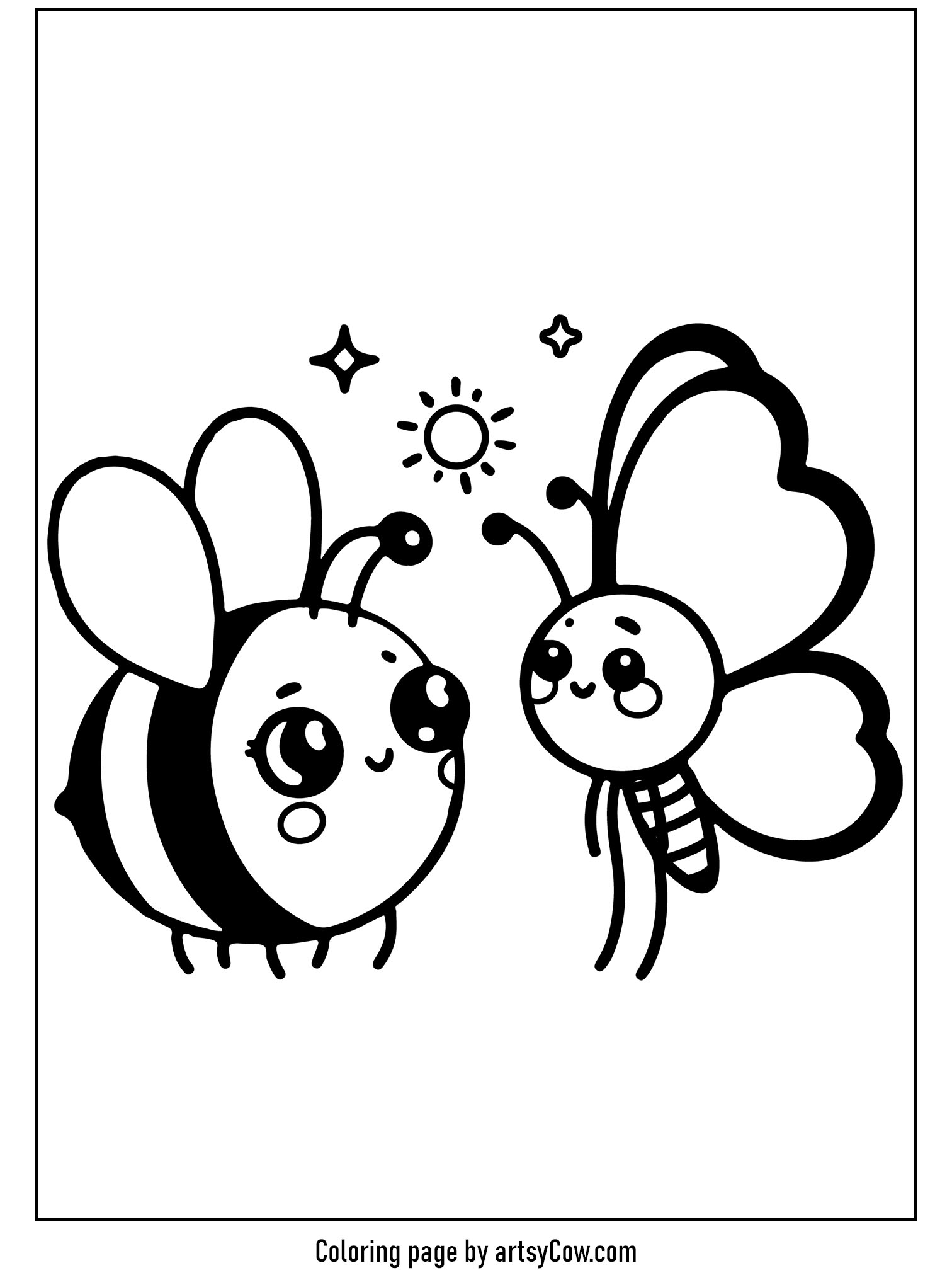 Bumblebee Meets a Butterfly Friend